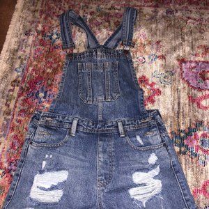 Denim Overall distressed Shorts